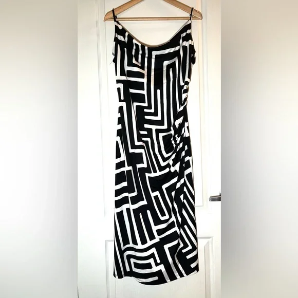 NWOT Jules & Leopold B&W Geo Print Cowl Neck Slip Midi Dress Date Night Party, M - Picture 4 of 14